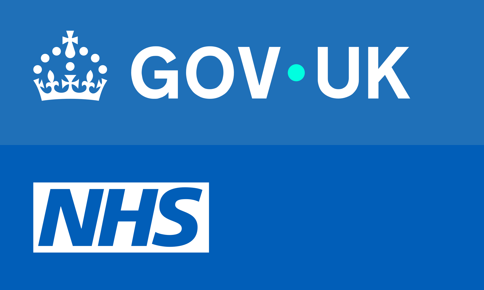 Illustration of the GOV.UK and NHS logos, both on blue backgrounds but different shades